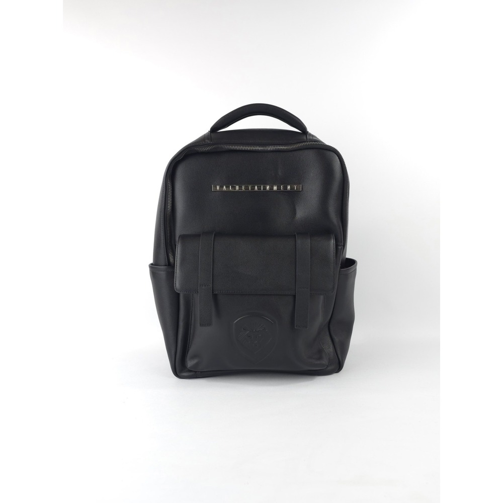 Valuetainment Embossed Lion Shield Premium Leather Backpack Black Edition